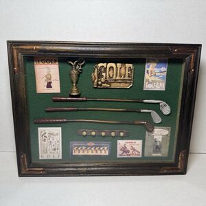 Bobby Jones History Of Golf Shadowbox Frame Vintage 11x9 Father’s Day Souvenir